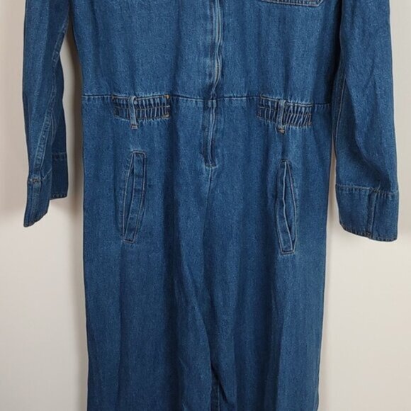 EUC Spiegel Retro 90s Denim Jumpsuit NWOT Zipper Pocket Cinch Accents Size 10 - Picture 4 of 12